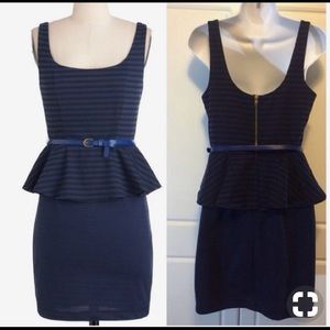 Black and Blue stripe ModCloth peplum dress
